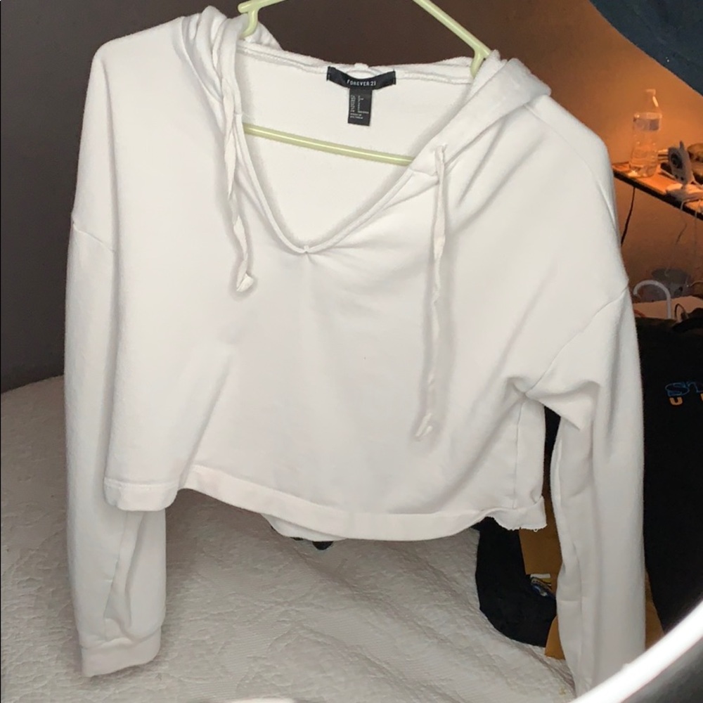 White cropped hoodie